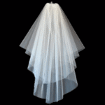 Brúðarslör tvöfalt m/ skornum kanti