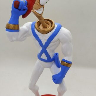 Earthworm Jim with 3 additional heads & moon craters display stand. Size: 25 cm Price: 30.000 ISK