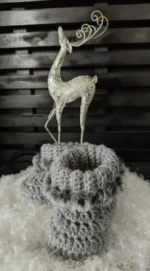Ungbarna Bomsur grátt með gráum loðkanti - Image 4