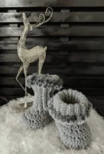 Ungbarna Bomsur grátt með gráum loðkanti - Image 5