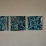 67. þrjár 15*15cm saman bláar